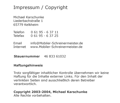 Impressum Karschunke